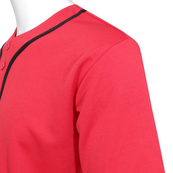 Men's Baseball Jersey Casual Sportwear in Red - Picture 7 of 7
